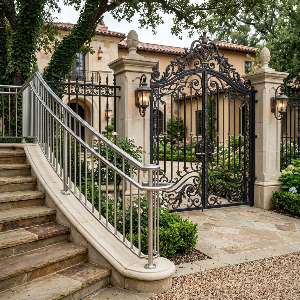 Wrought Iron & Stainless Handrail